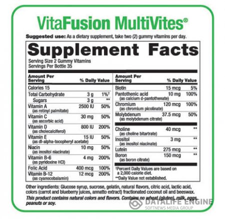 VITAFUSION - MULTI VITES GUMMY VITAMINS - GOMMES VITAMINEES - 250 CAPSULES