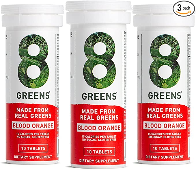 8GREENS IMMUNITY AND ENERGY FIZZY TABLETS BLOOD ORANGE 3 TUBES  30 TABLETS