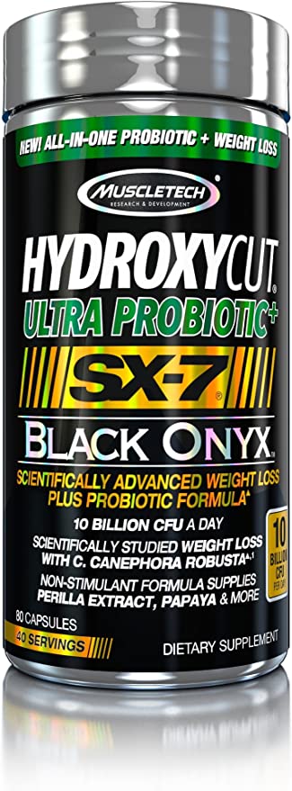 MUSCLETECH US MT HYDROXYCUT SX7 BLACK ONYX ULTRA PROBIOTIC 80 COUNT